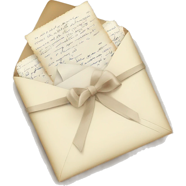 vintage love letters in envelope tied with a baby white ribbon  emoji