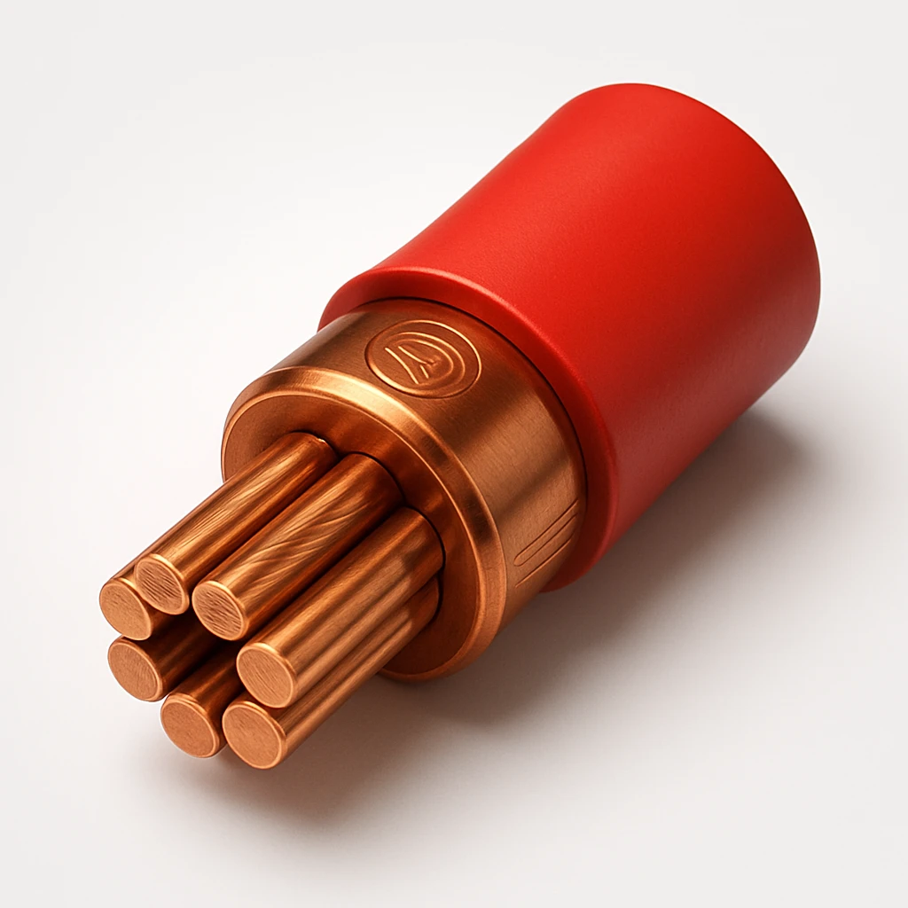 copper cable with red insulation, detailed, icon style emoji