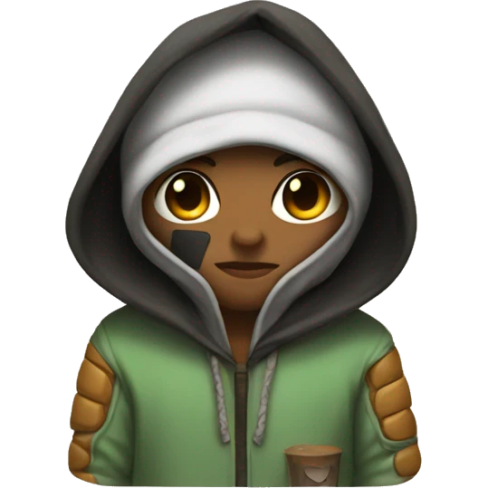 Boba with a face and hoodie emoji