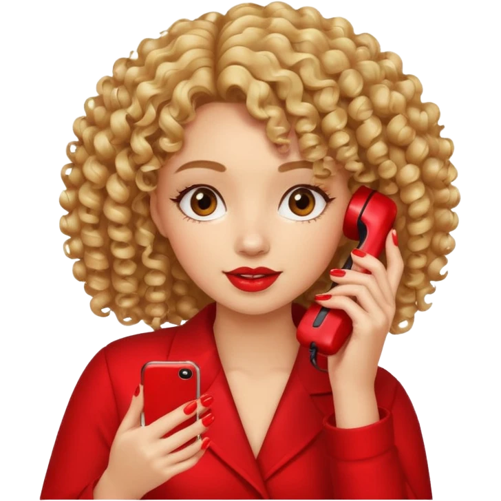 یک دختر مو فرفری که داره برای مشتریش ناخن میزاره و همزمان داره با تلفن صحبت میکنه emoji