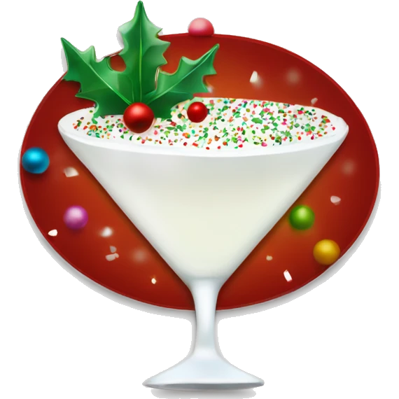 white colored martini with christmas sprinkles rim emoji