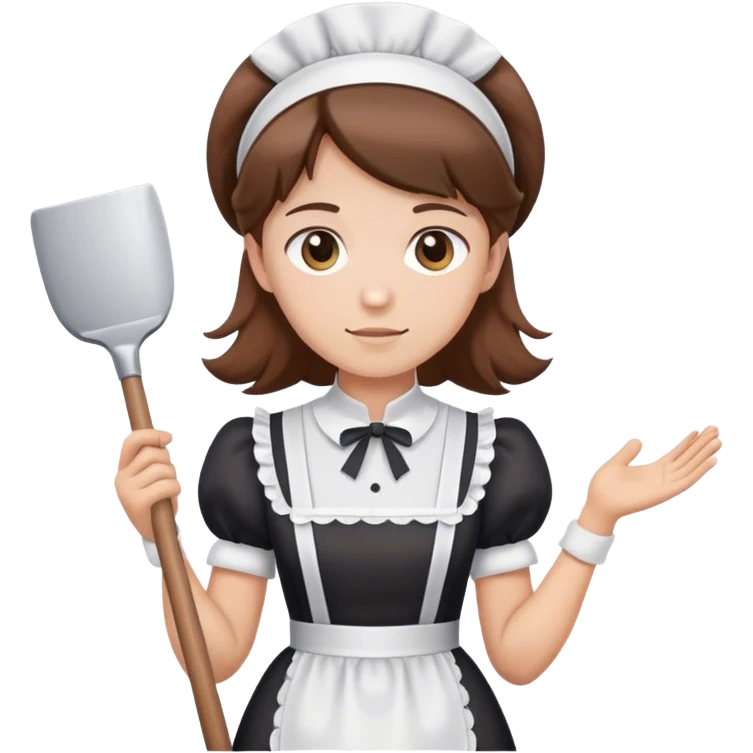 white guy with brown hair maid outfit emoji
