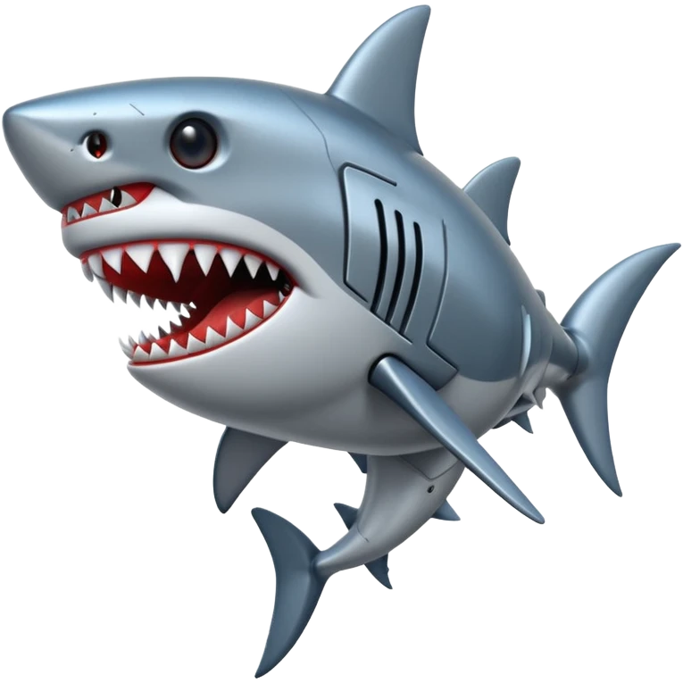 robot shark with iron skin emoji