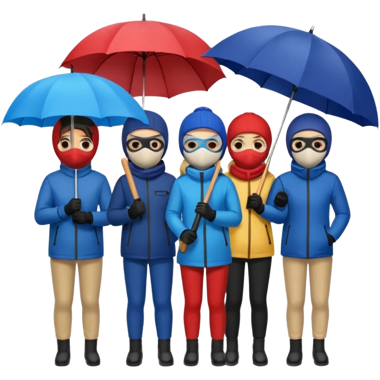 Ski mask people with umbrella  emoji