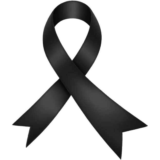 black awareness ribbon, flat design emoji