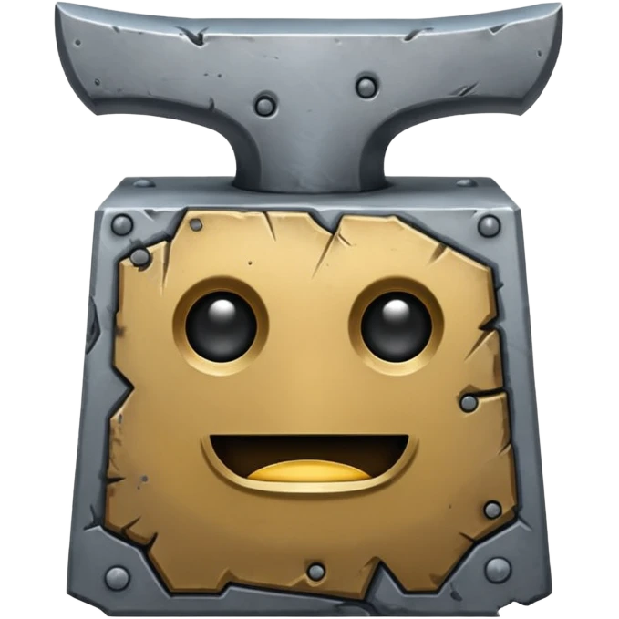 Iron anvil with face emoji