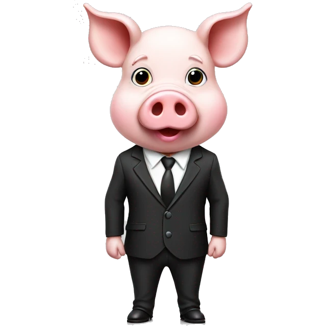 Funny pig with business suit black emoji