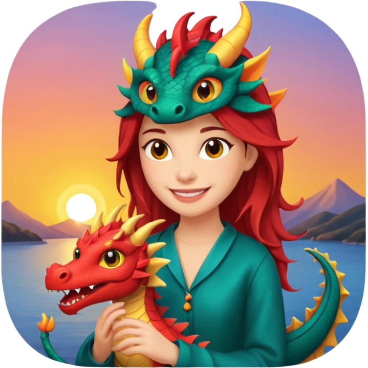 Sara from the dragon puppeteer sun set sara emoji