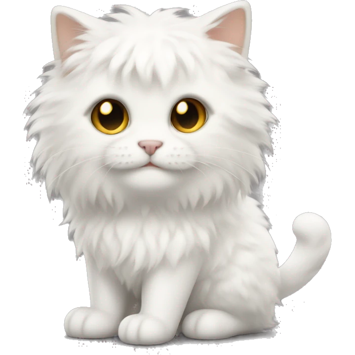 fluffy white and gold cat with black spots emoji