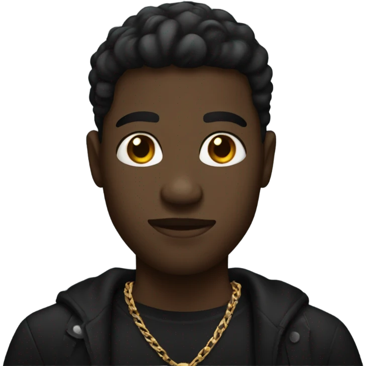 black guy in black clothes with a cross necklace  emoji