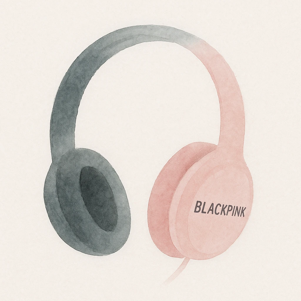 BLACKPINK-inspired object, black and pink colors, soft and artistic watercolor effect, watercolor style emoji