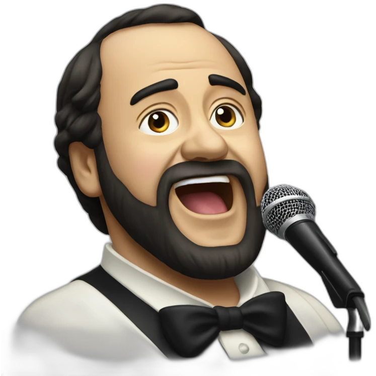 Hyperrealist pavarotti singing emoji