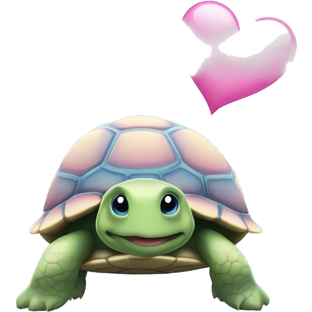 A turtle with light blue and pink hearts above its head. emoji