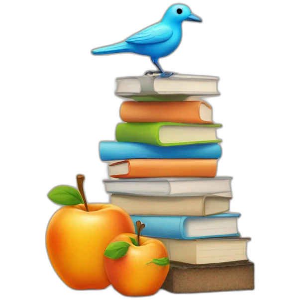 stack of macbook on top of apple on top of orange on top of brick on top of lizard on top of bird emoji