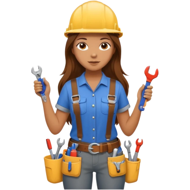 beautiful girl with long brown hair constructing new shower in bathroom emoji