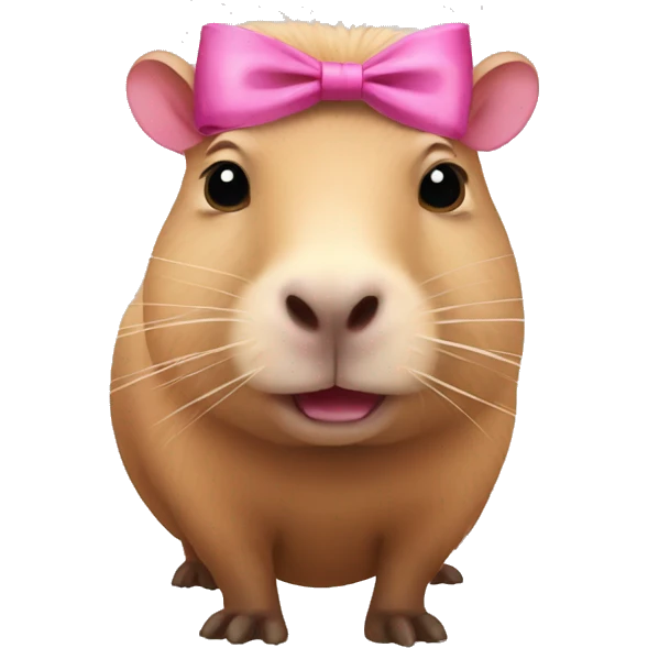 Pink capybara with a bow emoji