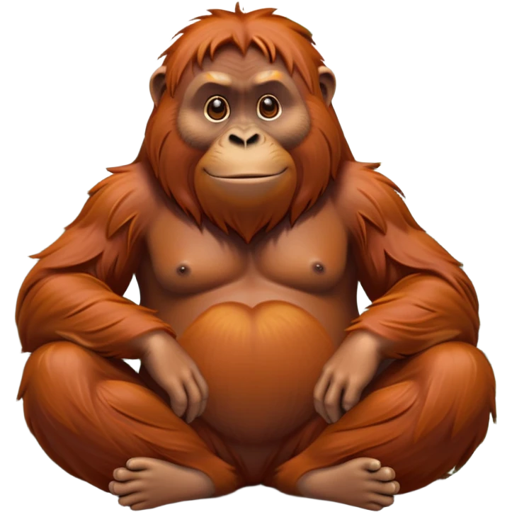 cinematic-orangutan-realistic-full-body-sitting-emoji,-massive-frame-relaxed-with-arms-folded-thoughtfully,-thick-orange-fur-flowing-in-the-breeze,-head-tilted-dramatically,-deep-dark-eyes-filled-with-ancient-wisdom,-simplified emoji
