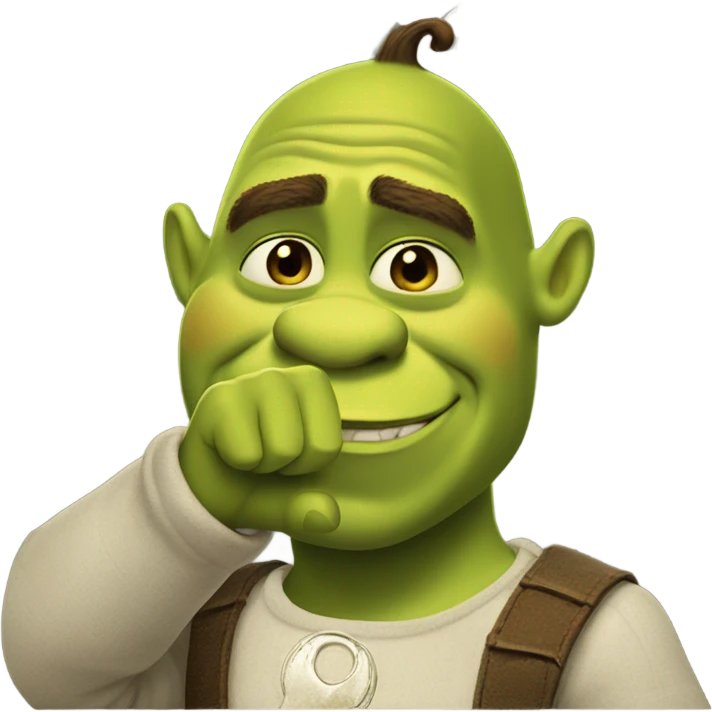 Shrek holding up ring finger emoji