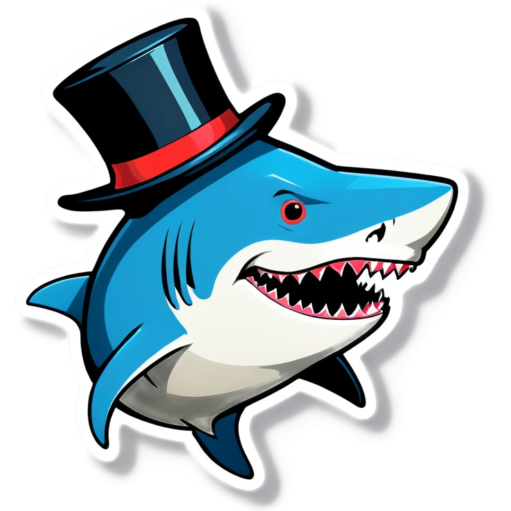 Shark with a top hat emoji