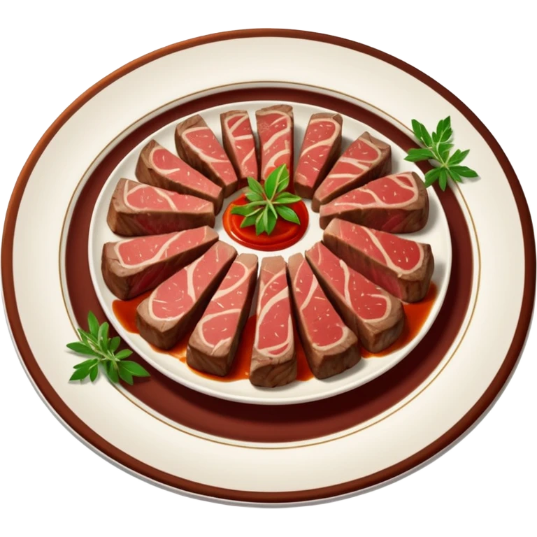 Rare steak slices on fancy plate emoji