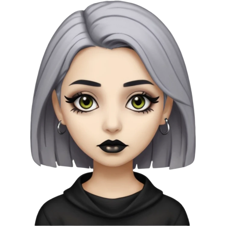  Beige olive skin  grey hair black lips goth girl emoji