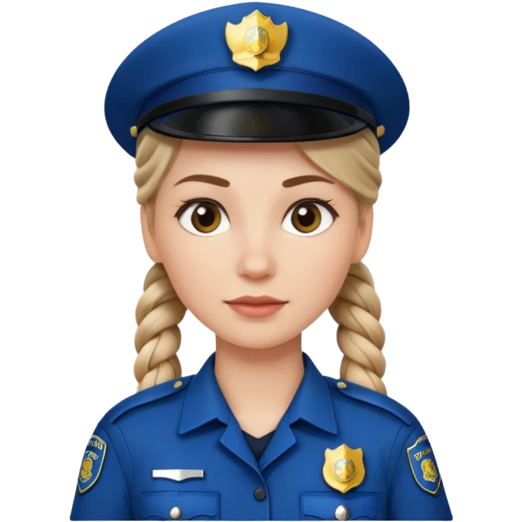 white woman, braided hair, wear police's uniform emoji