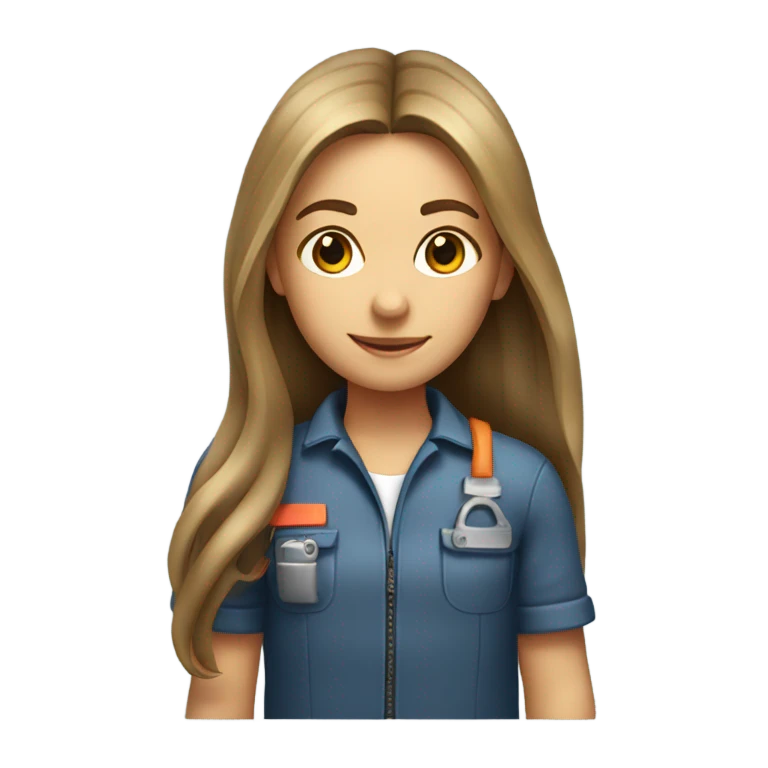 girl mechanic with long hair holding an engine  emoji