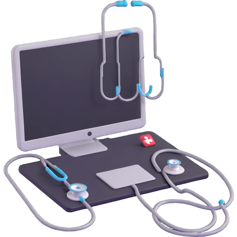Medical computer with stethoscope emoji