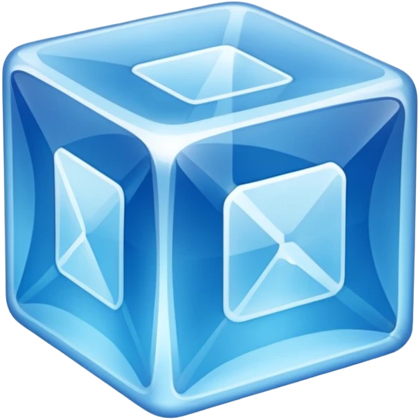 blue color single ice cube emoji