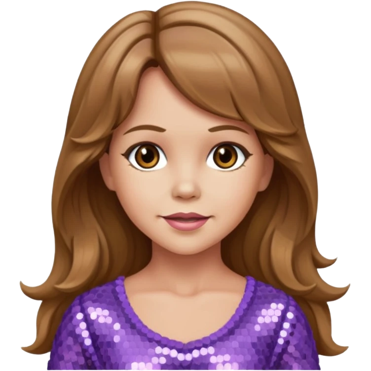 Linda Blair with long light brown hair,  light lavender sequin outfit  emoji