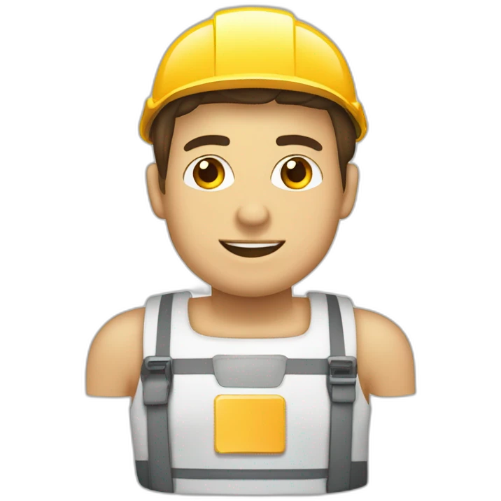 Ingeniero de electronico con bata blanca cabello moreno y ojos marrones emoji