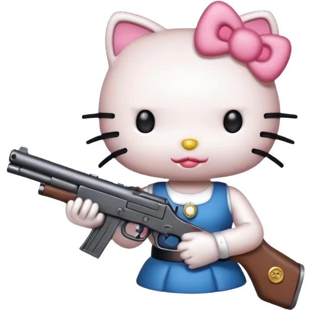 Hello kitty with gun emoji
