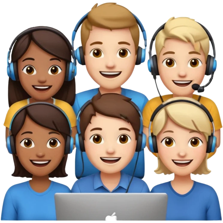 Personas reunidas charlando entre amigos en videoconferencia emoji