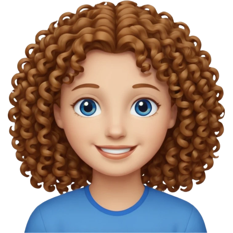 kıvırcık kumral gözü mavi renk emoji