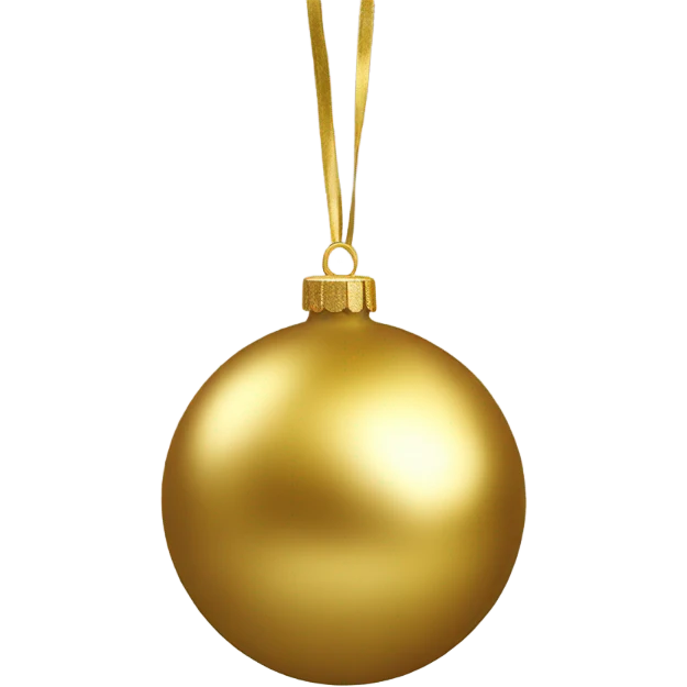 Realistic metallic Christmas gold ornament emoji