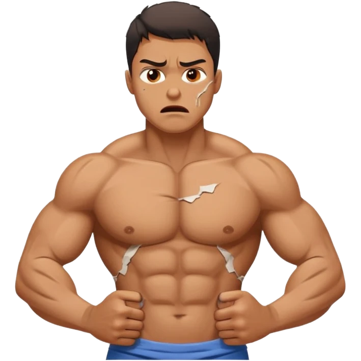 Strong man with in pain emotions and broken body  emoji