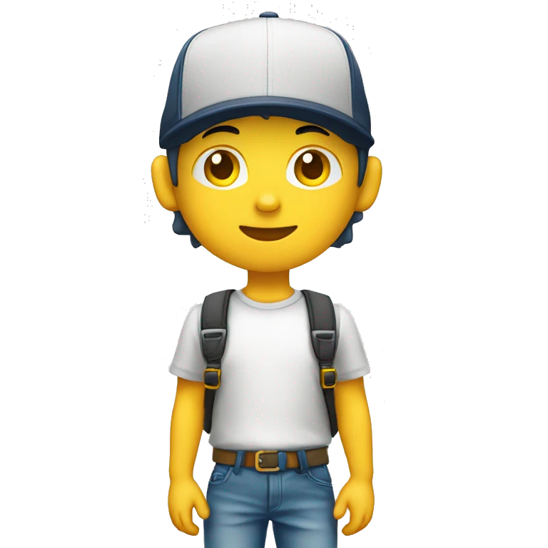 Niño blanco saludando con gorra amarilla emoji