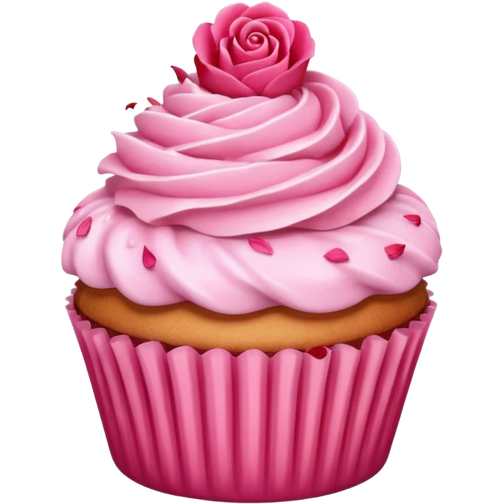 Pink cupcake with rose petal pieces  emoji