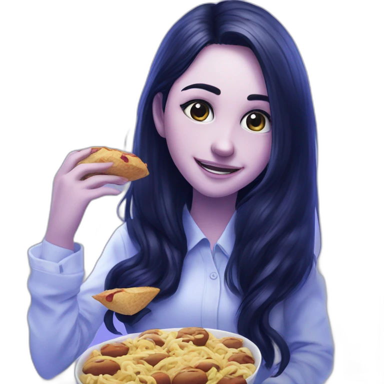 happy girl holding food emoji