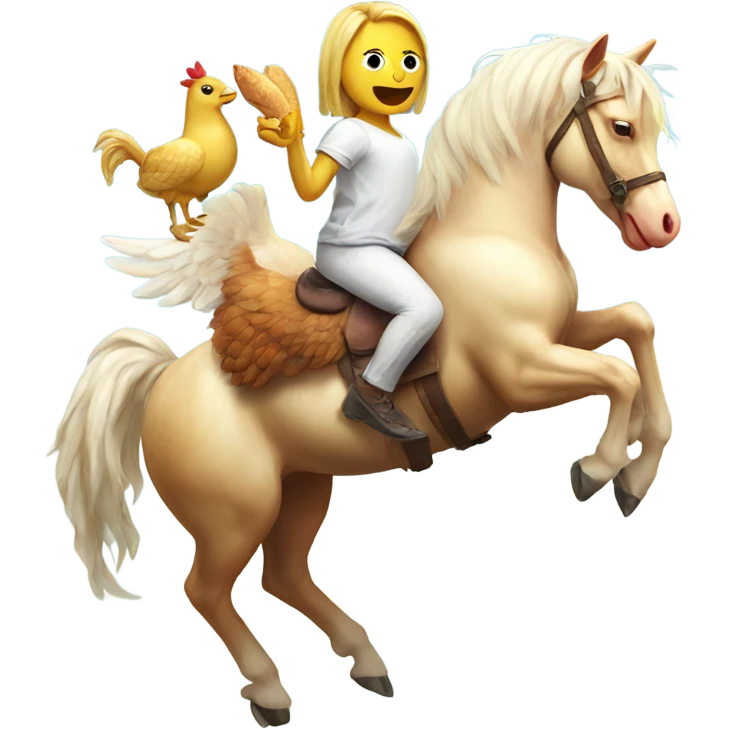 unicorn riding on chickens back in the sun emoji