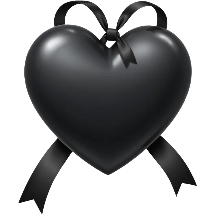 black heart with a small black ribbon tied in a bow emoji