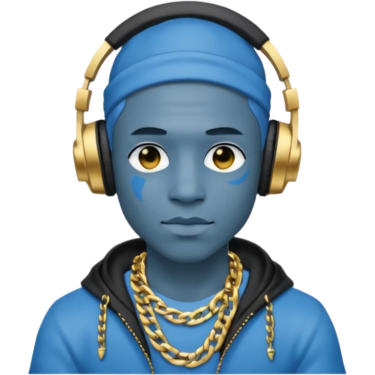 Avatar rapper with headphones blue character ' emoji