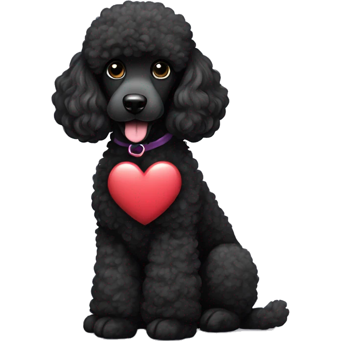 Black poodle with heart emoji