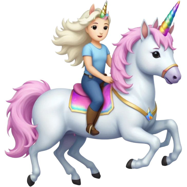 White belgian Shepard riding on a unicorn  emoji
