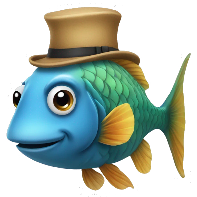 Fish wearing hat emoji