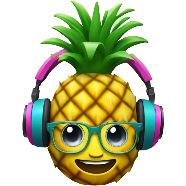 A pineapple wearing headphones emoji
