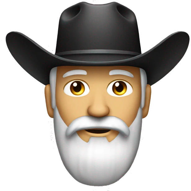 black cowboy hat on a white man with long grey beard emoji