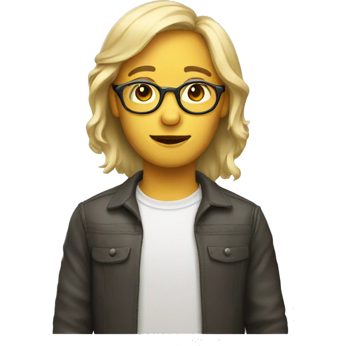 Circle head glasses and light hair emoji