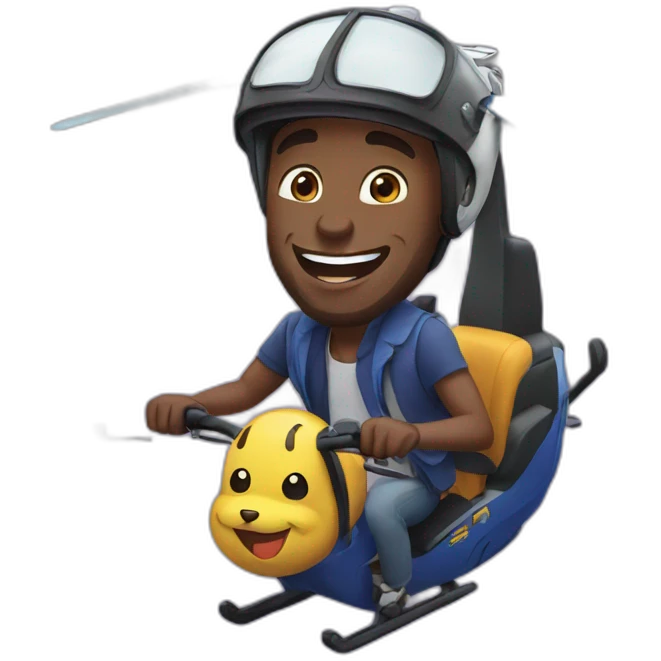 Kobe laughed while riding a helicopter emoji