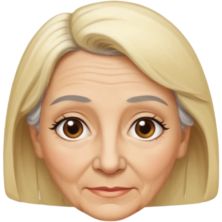 Rea emoji bionda di 70 anni occhi castani sopracciglia nere emoji